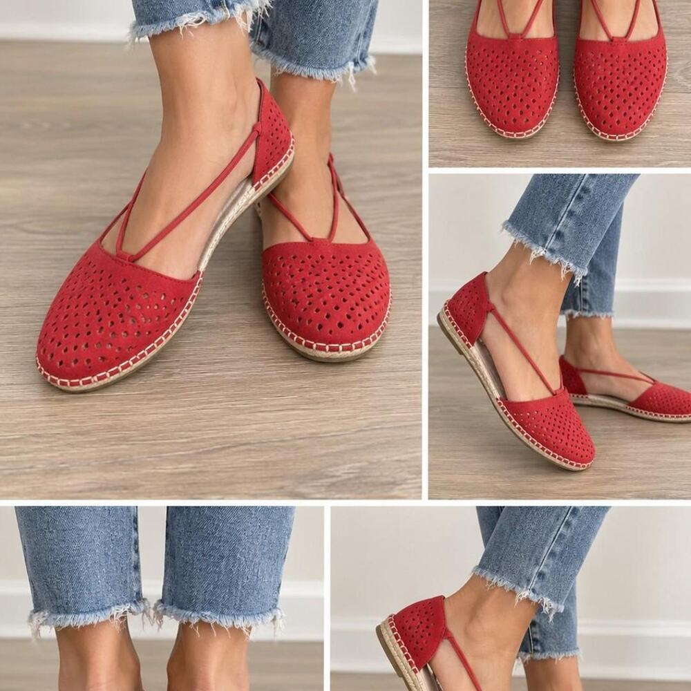 Red leather elieen fisher flats